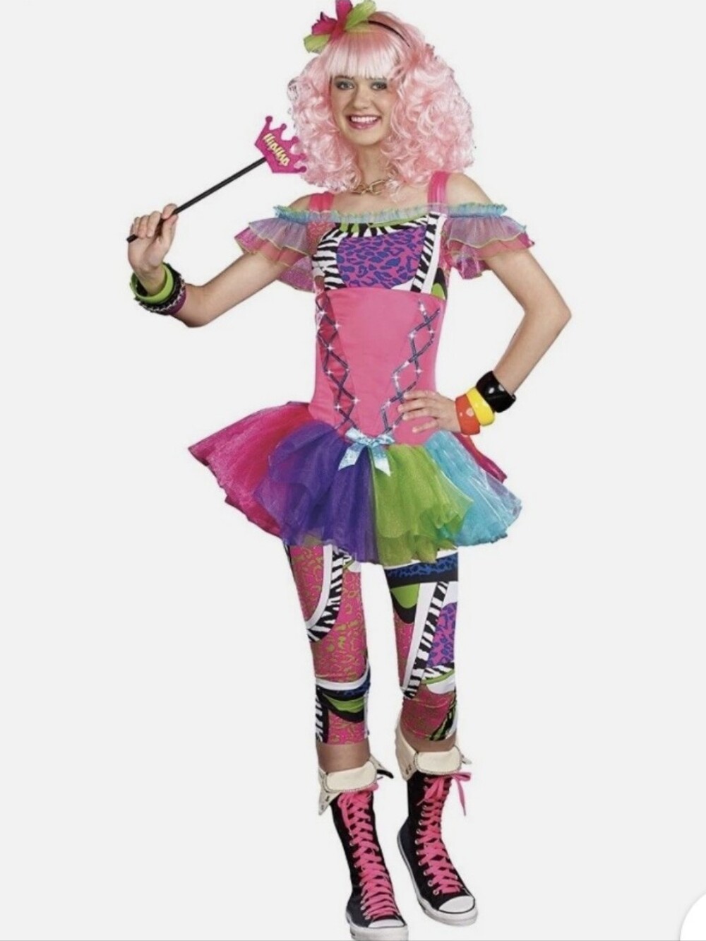 Dreamgirl Hip Hop Queen Retro 80s 4 Piece Halloween Costume S 3 - 5